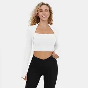 HALARA Plush Long Sleeve Thumb Hole 2-in-1 Cropped Yoga Sports Top NEVER WORN